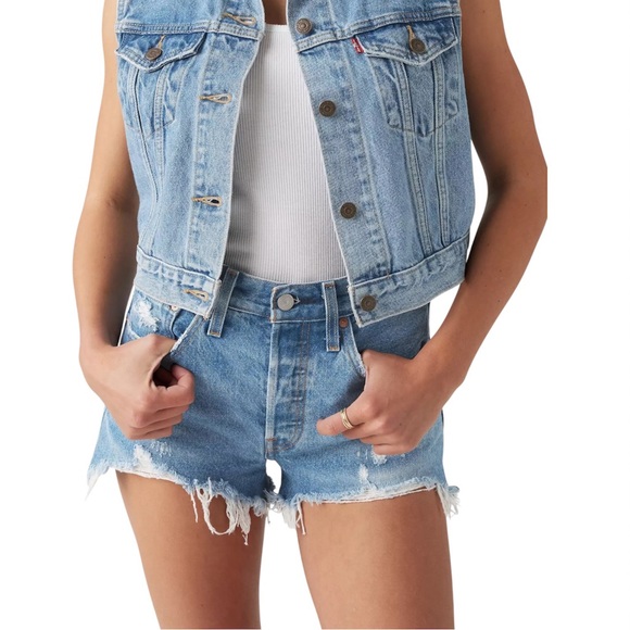 Levi's Pants - Levi's Light Blue Distressed Jean Shorts 501
